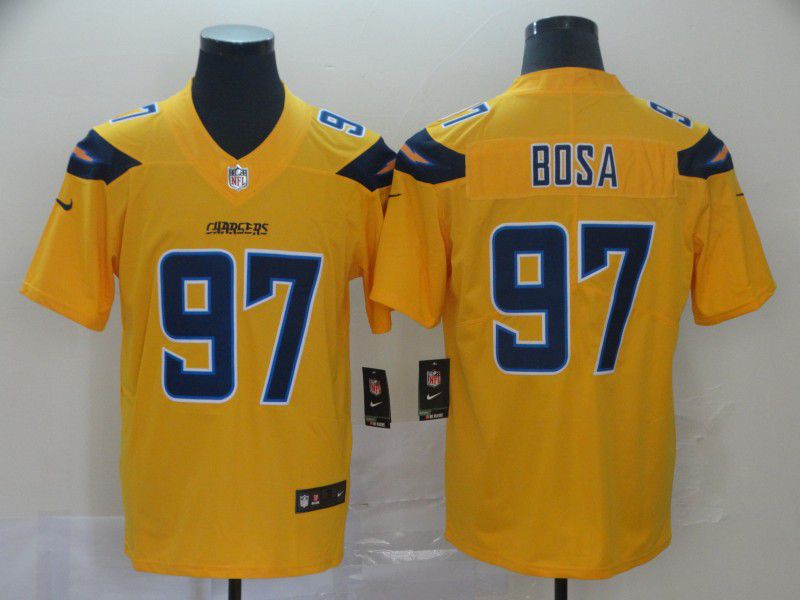 Men Los Angeles Chargers #97 Bosa Yellow 2019 Vapor Untouchable Nike Inverted Legend NFL Jerseys